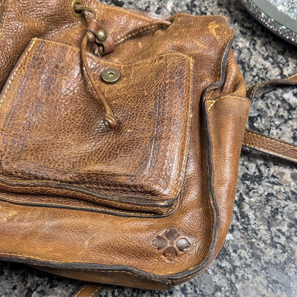 Patricia Nash Jovanna Tan Leather Rustic western Backpack with Tassel - Picture 16 of 16